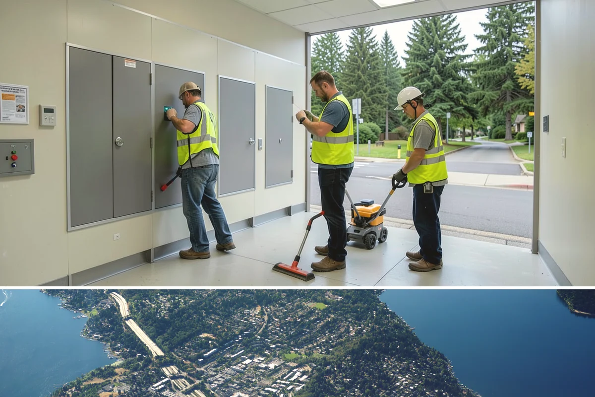 Senior Center Grounds Maintenance in Mercer Island, King County, WA - Moss and leaf removal on walkways is most critical through the wet months from October to March.