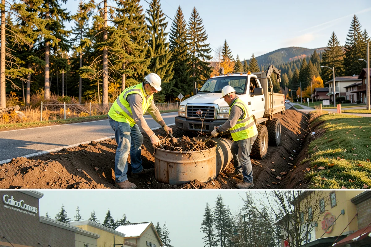 Senior Center Grounds Maintenance in Mill Creek, Snohomish County, WA - Moss and leaf removal on walkways is most critical through the wet months from October to March.
