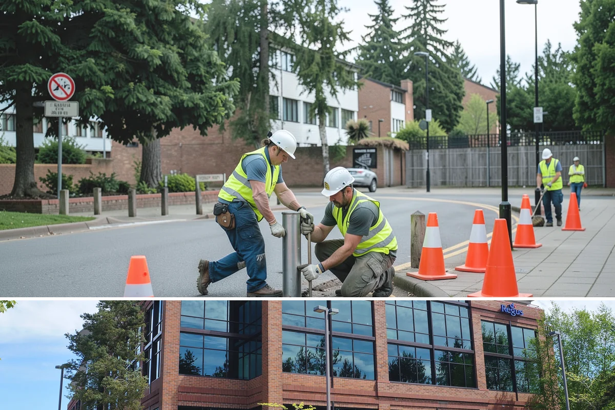 Senior Center Grounds Maintenance in Mountlake Terrace, Snohomish County, WA - Moss and leaf removal on walkways is most critical through the wet months from October to March.