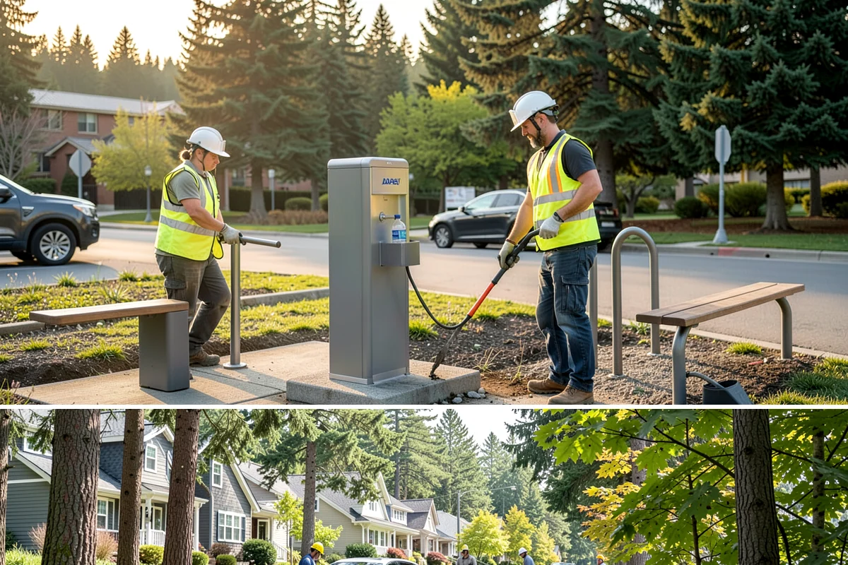 Senior Center Grounds Maintenance in Normandy Park, King County, WA - Moss and leaf removal on walkways is most critical through the wet months from October to March.