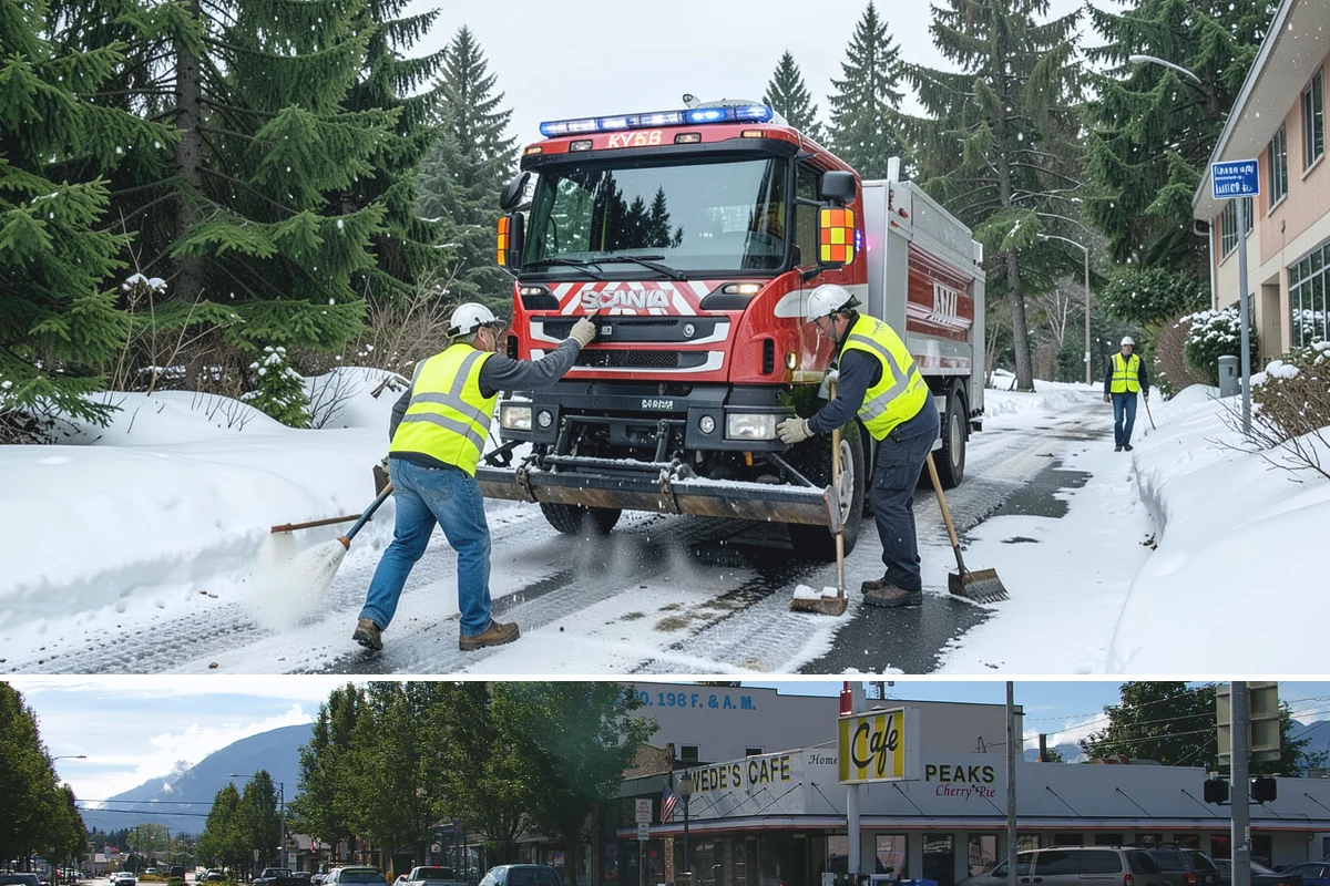 Senior Center Grounds Maintenance in North Bend, King County, WA - Moss and leaf removal on walkways is most critical through the wet months from October to March.