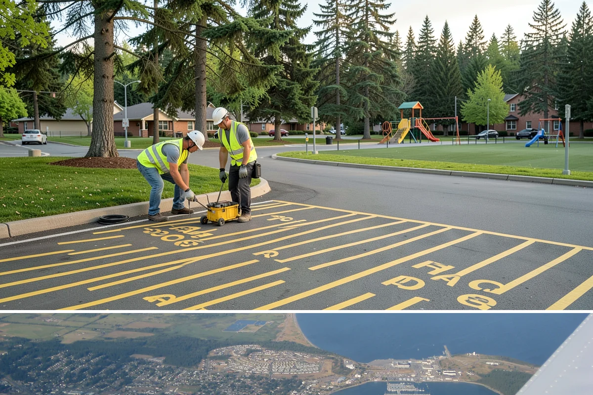 Senior Center Grounds Maintenance in Oak Harbor, Island County, WA - Moss and leaf removal on walkways is most critical through the wet months from October to March.