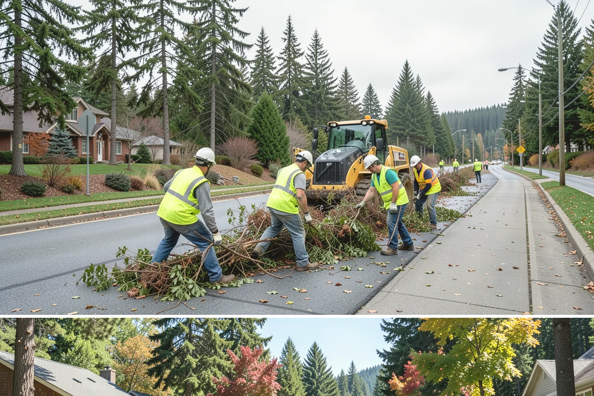 Senior Center Grounds Maintenance in Orting, Pierce County, WA - Moss and leaf removal on walkways is most critical through the wet months from October to March.