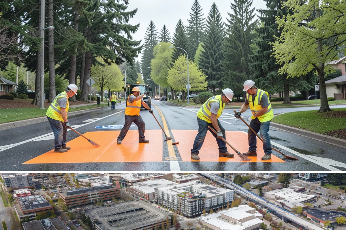 Senior Center Grounds Maintenance in Redmond, King County, WA - Moss and leaf removal on walkways is most critical through the wet months from October to March.