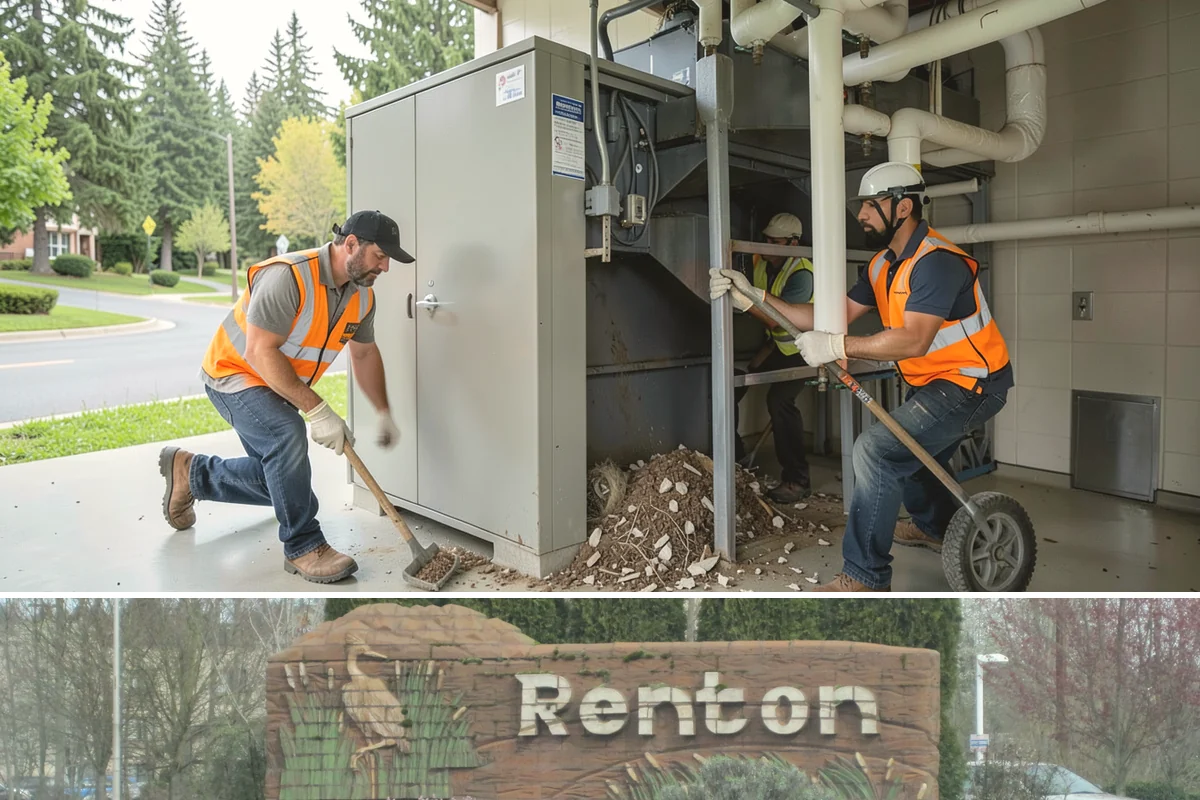 Senior Center Grounds Maintenance in Renton, King County, WA - Moss and leaf removal on walkways is most critical through the wet months from October to March.