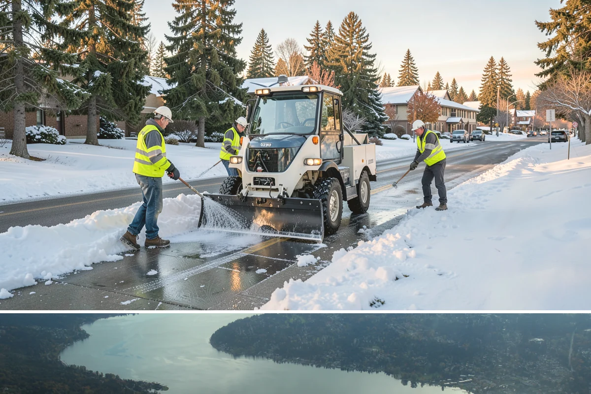 Senior Center Grounds Maintenance in Sammamish, King County, WA - Moss and leaf removal on walkways is most critical through the wet months from October to March.