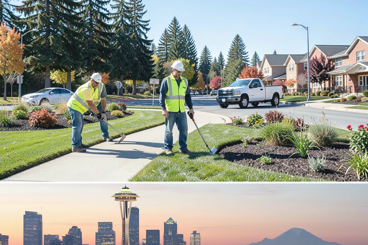 Senior Center Grounds Maintenance in Seattle, King County, WA - Moss and leaf removal on walkways is most critical through the wet months from October to March.