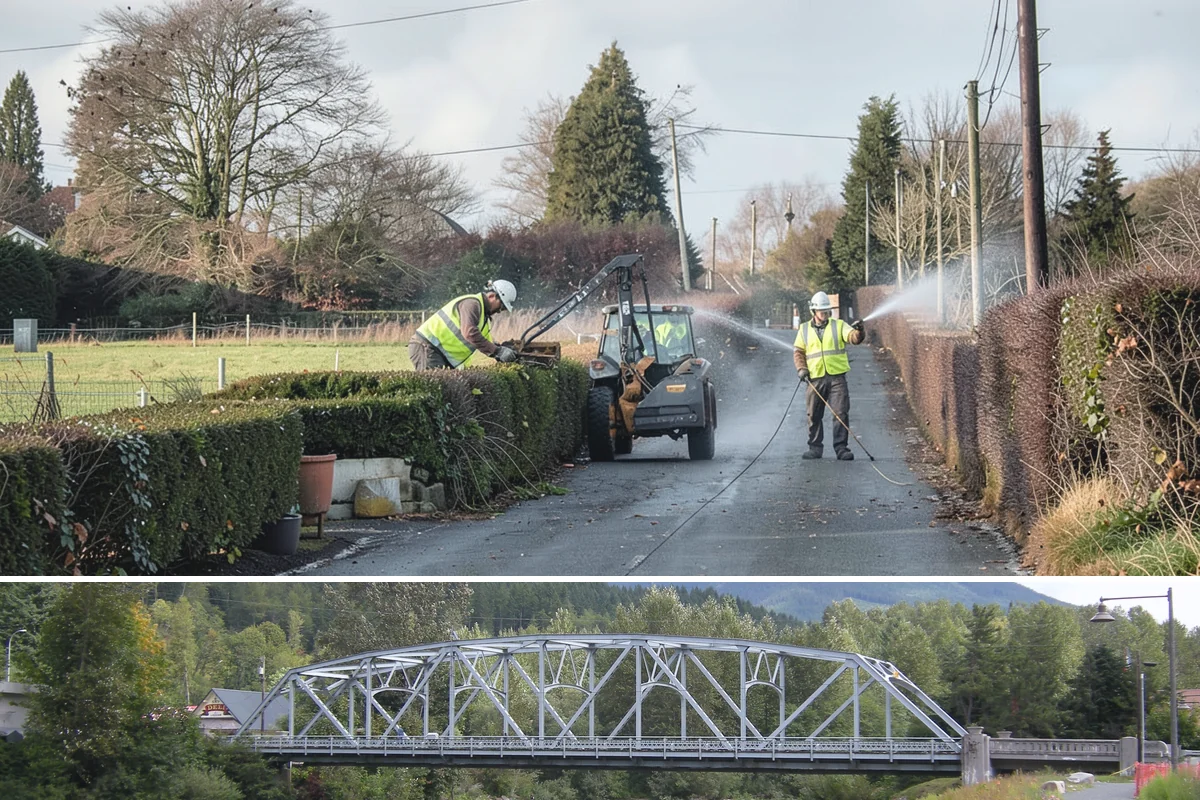 Senior Center Grounds Maintenance in Skykomish, King County, WA - Moss and leaf removal on walkways is most critical through the wet months from October to March.