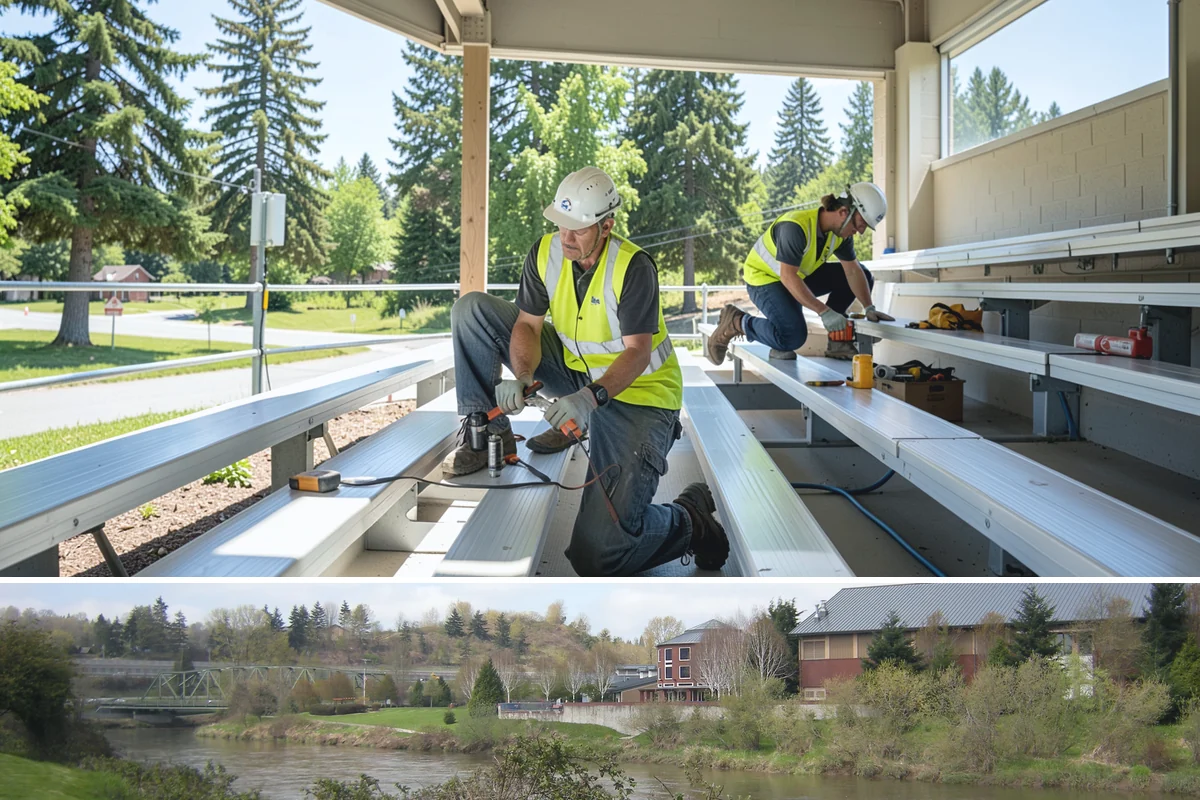 Senior Center Grounds Maintenance in Tukwila, King County, WA - Moss and leaf removal on walkways is most critical through the wet months from October to March.
