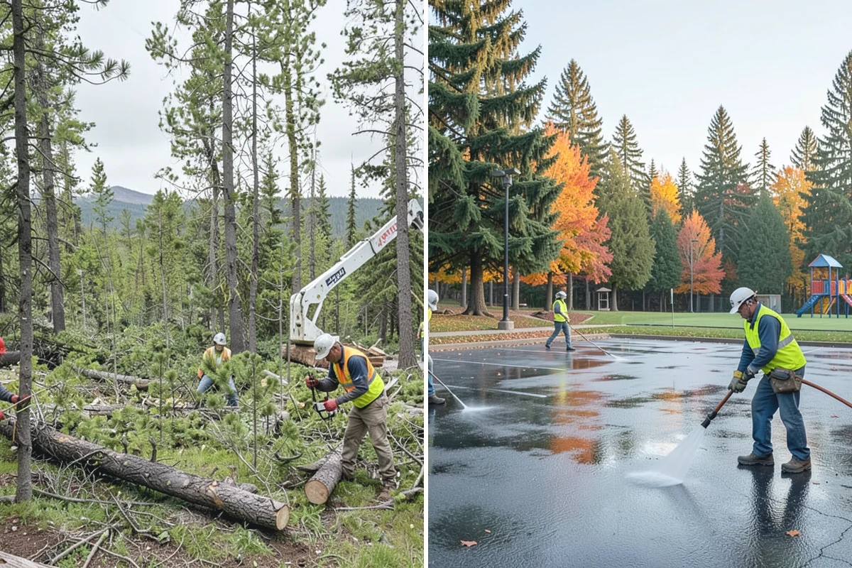 Senior Center Grounds Maintenance in Wilkeson, Pierce County, WA - Assess walkways and entrances for mobility and slip hazards