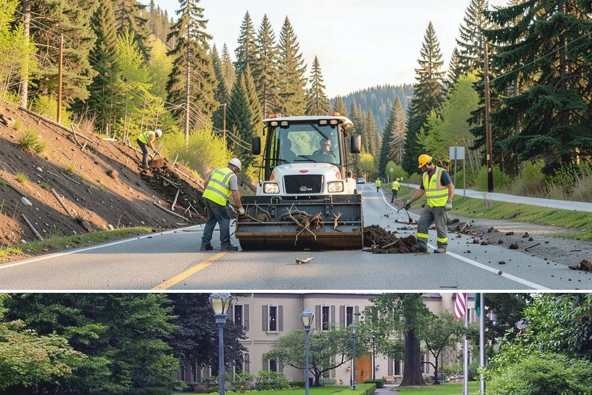Senior Center Grounds Maintenance in Woodinville, King County, WA - Moss and leaf removal on walkways is most critical through the wet months from October to March.