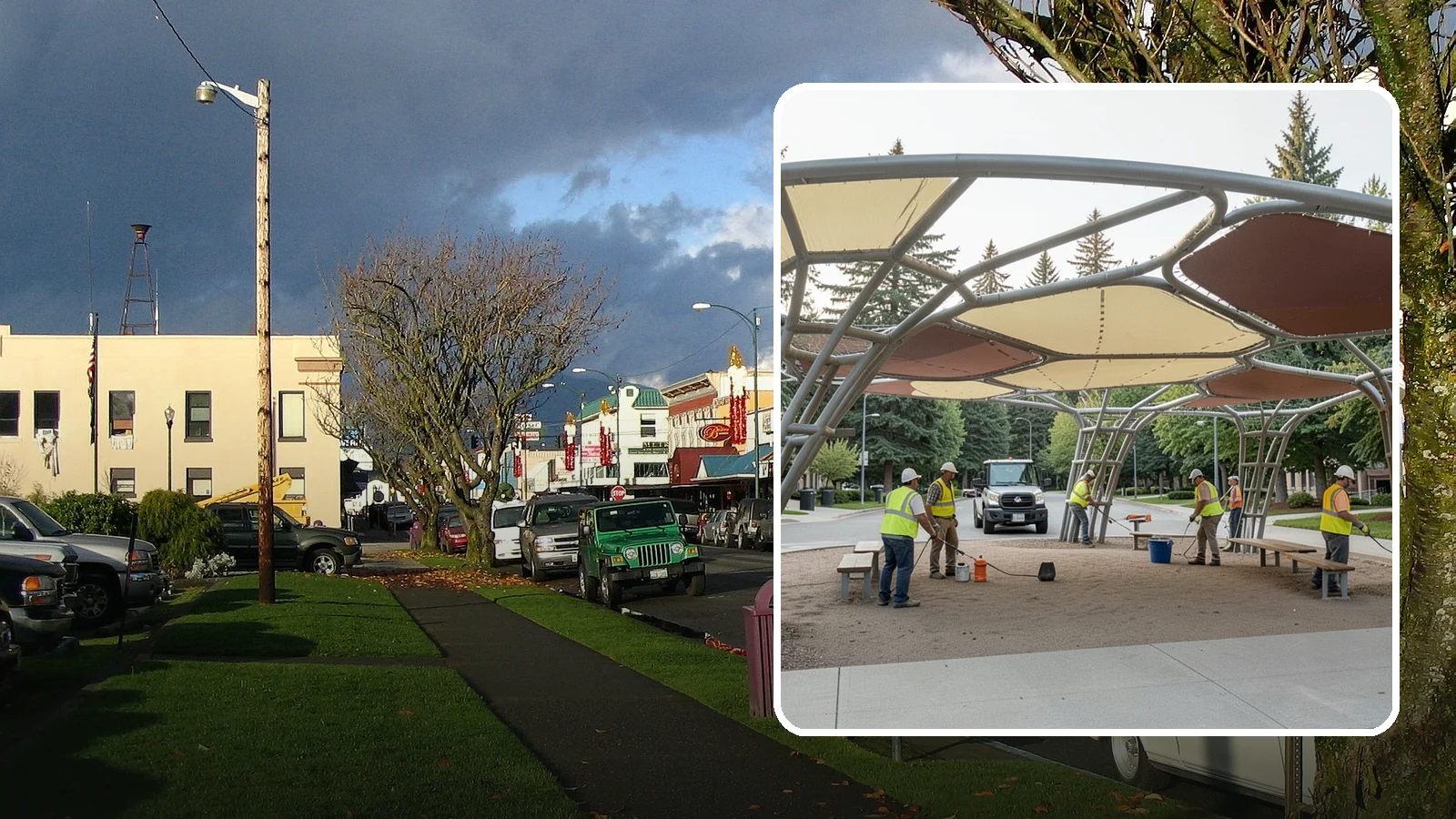 Shade Sail Installation in Arlington, Snohomish County, WA - Engineered shade sail and structure installation providing UV protection over play areas, seating, and gathering spaces.