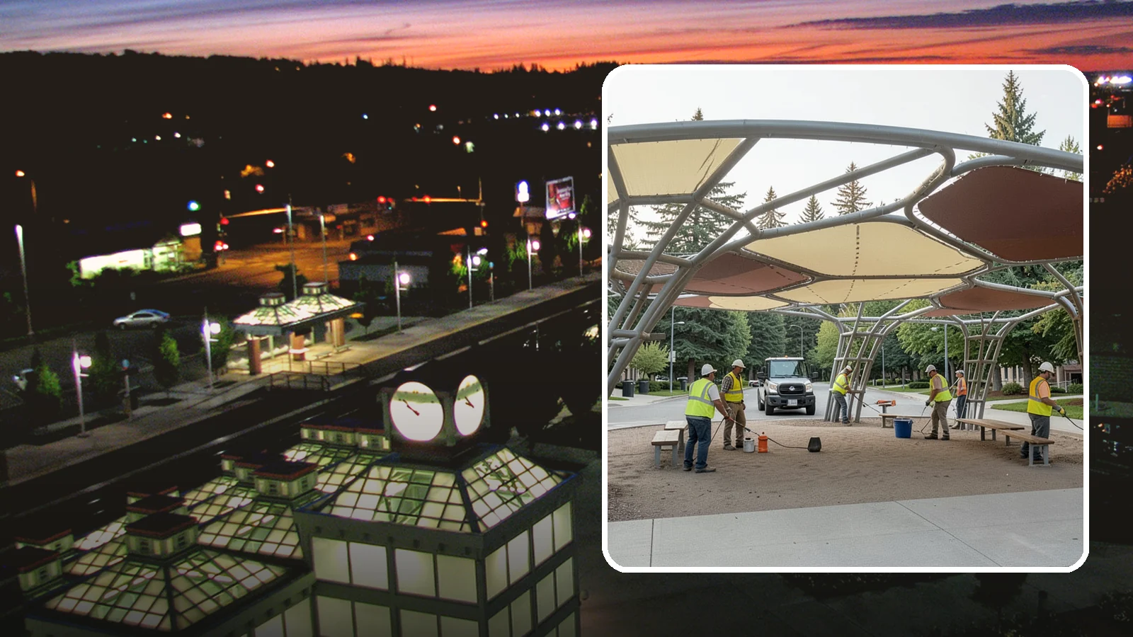 Shade Sail Installation in Auburn, King County, WA - Engineered shade sail and structure installation providing UV protection over play areas, seating, and gathering spaces.
