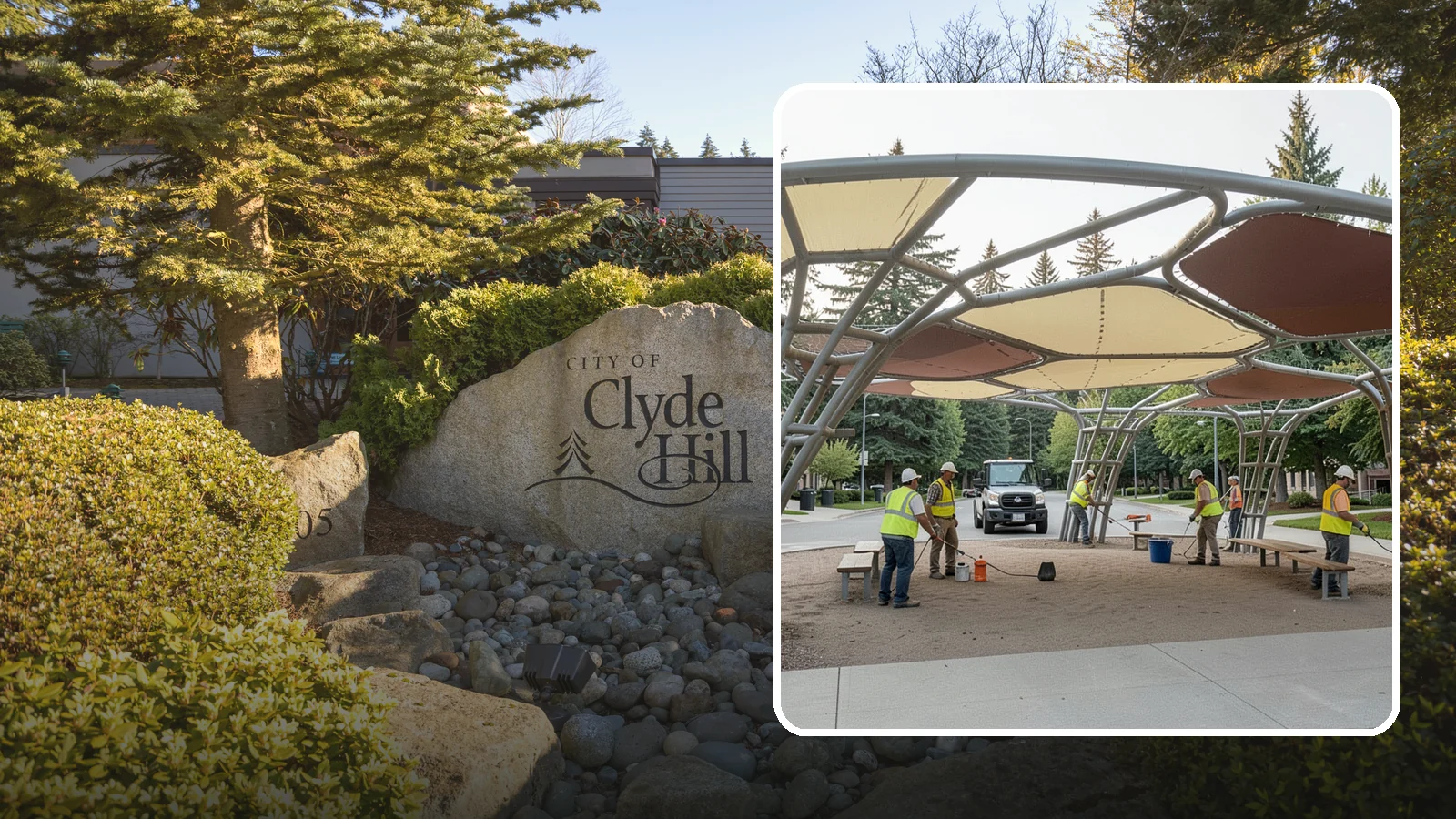 Shade Sail Installation in Clyde Hill, King County, WA - Engineered shade sail and structure installation providing UV protection over play areas, seating, and gathering spaces.