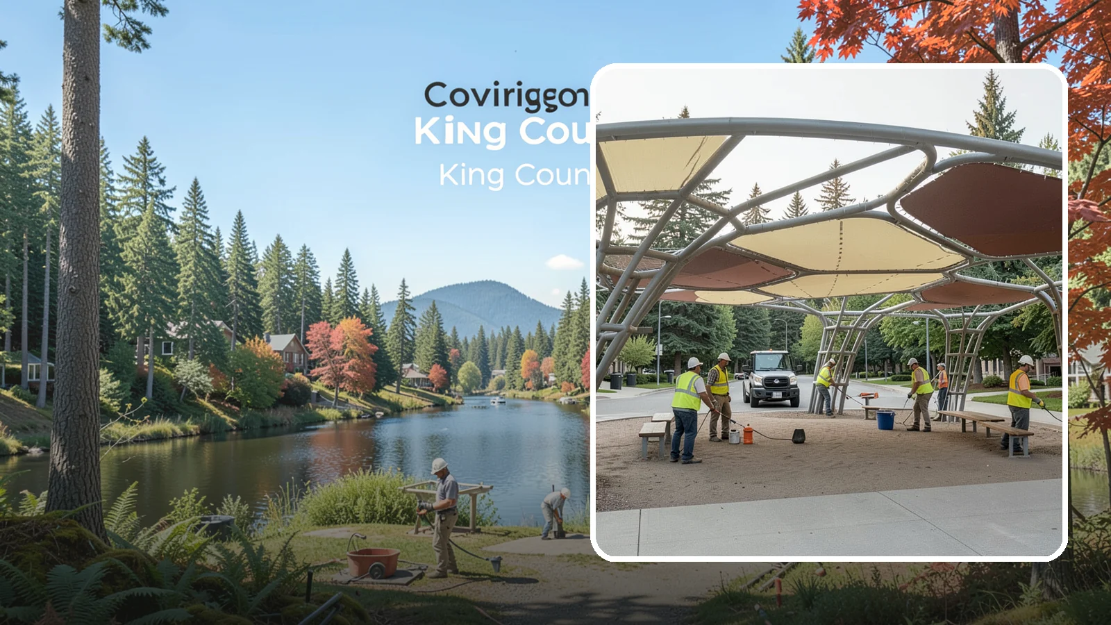 Shade Sail Installation in Covington, King County, WA - Engineered shade sail and structure installation providing UV protection over play areas, seating, and gathering spaces.