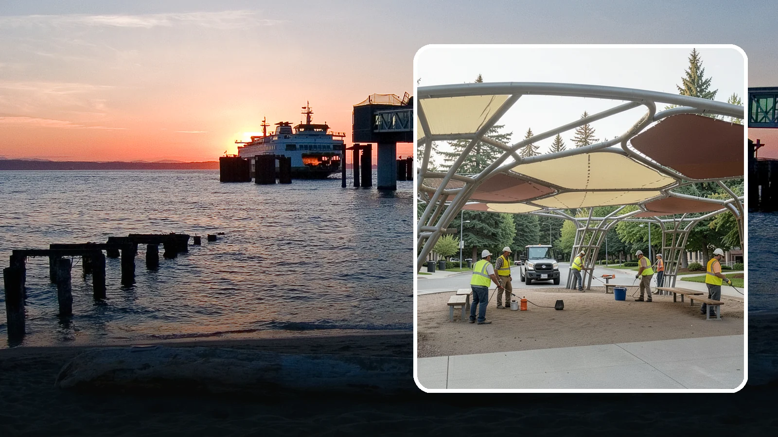 Shade Sail Installation in Edmonds, Snohomish County, WA - Engineered shade sail and structure installation providing UV protection over play areas, seating, and gathering spaces.