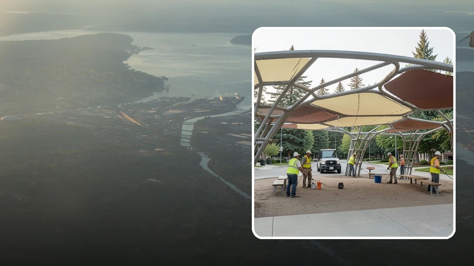 Shade Sail Installation in Fife, Pierce County, WA - Engineered shade sail and structure installation providing UV protection over play areas, seating, and gathering spaces.