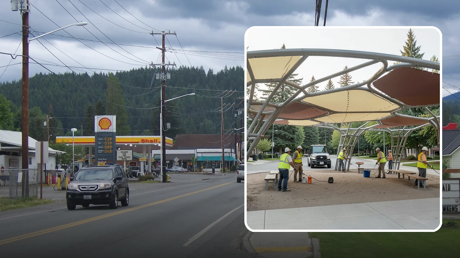 Shade Sail Installation in Granite Falls, Snohomish County, WA - Engineered shade sail and structure installation providing UV protection over play areas, seating, and gathering spaces.