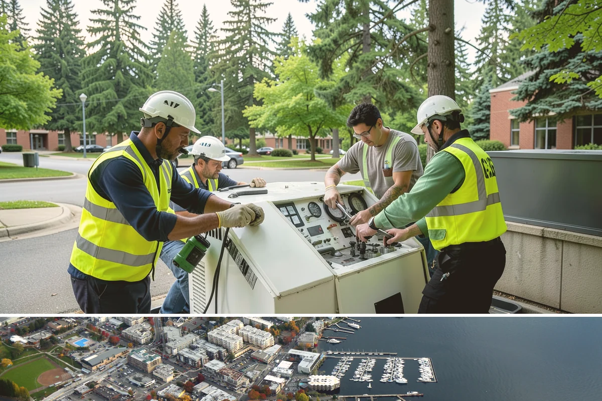 Shade Sail Installation in Kirkland, King County, WA - Shade structures are best installed in spring so they are in place for the sunniest summer months of heaviest park use.