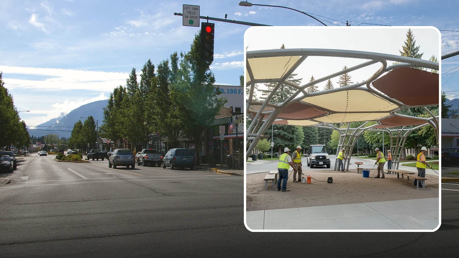 Shade Sail Installation in North Bend, King County, WA - Engineered shade sail and structure installation providing UV protection over play areas, seating, and gathering spaces.