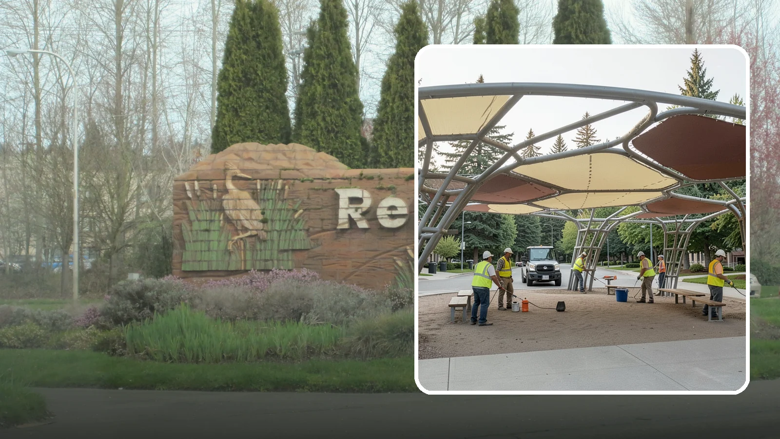 Shade Sail Installation in Renton, King County, WA - Engineered shade sail and structure installation providing UV protection over play areas, seating, and gathering spaces.