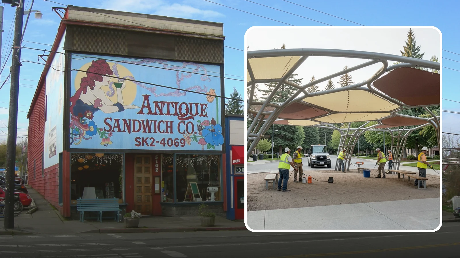 Shade Sail Installation in Ruston, Pierce County, WA - Engineered shade sail and structure installation providing UV protection over play areas, seating, and gathering spaces.