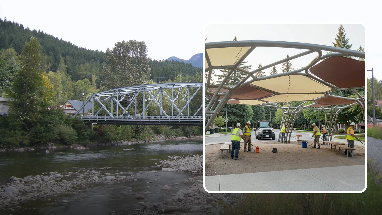 Shade Sail Installation in Skykomish, King County, WA - Engineered shade sail and structure installation providing UV protection over play areas, seating, and gathering spaces.