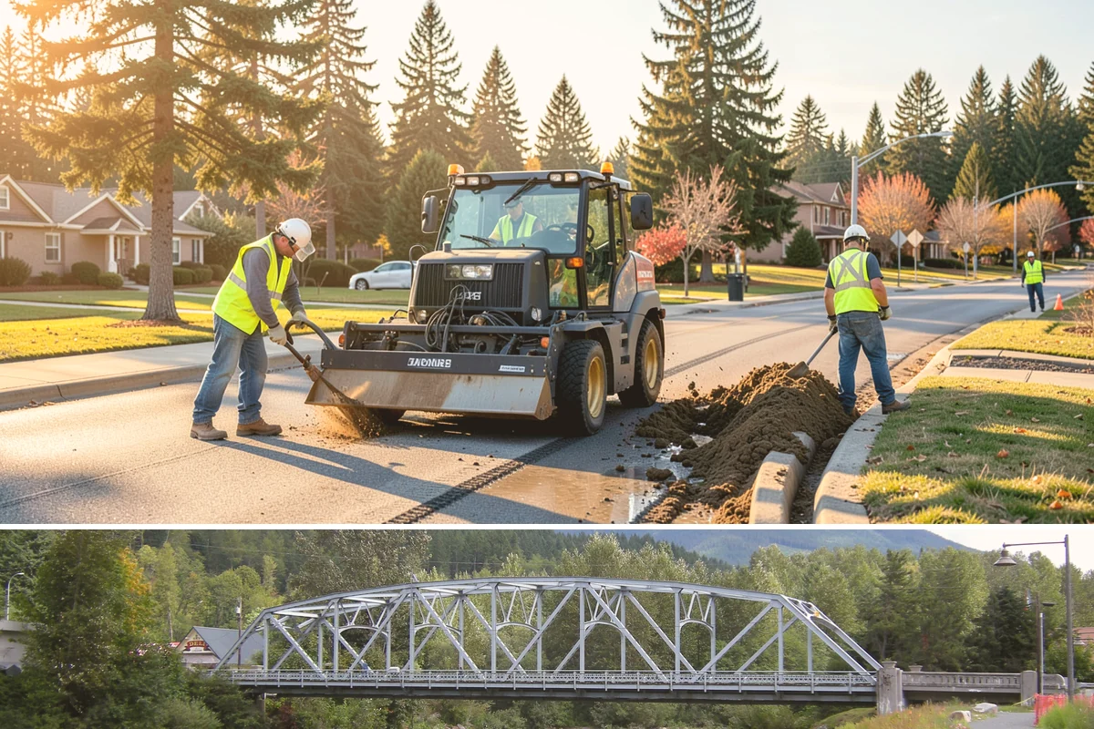 Shade Sail Installation in Skykomish, King County, WA - Shade structures are best installed in spring so they are in place for the sunniest summer months of heaviest park use.