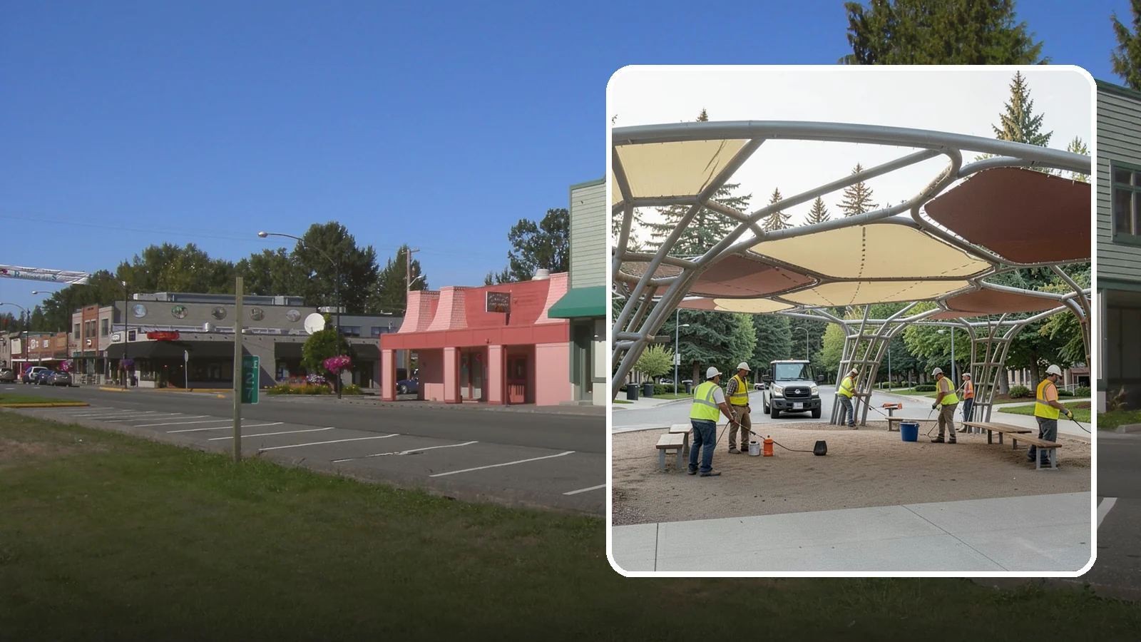 Shade Sail Installation in Snoqualmie, King County, WA - Engineered shade sail and structure installation providing UV protection over play areas, seating, and gathering spaces.