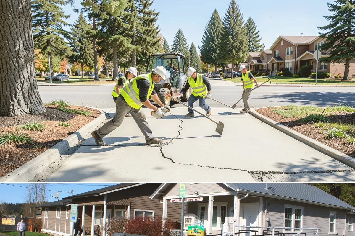 Shade Sail Installation in South Prairie, Pierce County, WA - Shade structures are best installed in spring so they are in place for the sunniest summer months of heaviest park use.
