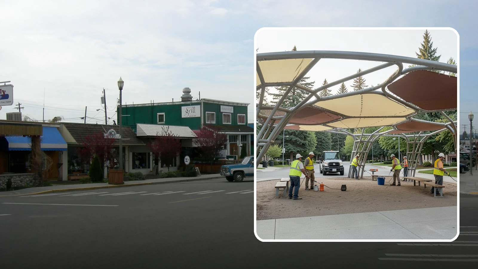 Shade Sail Installation in Stanwood, Snohomish County, WA - Engineered shade sail and structure installation providing UV protection over play areas, seating, and gathering spaces.