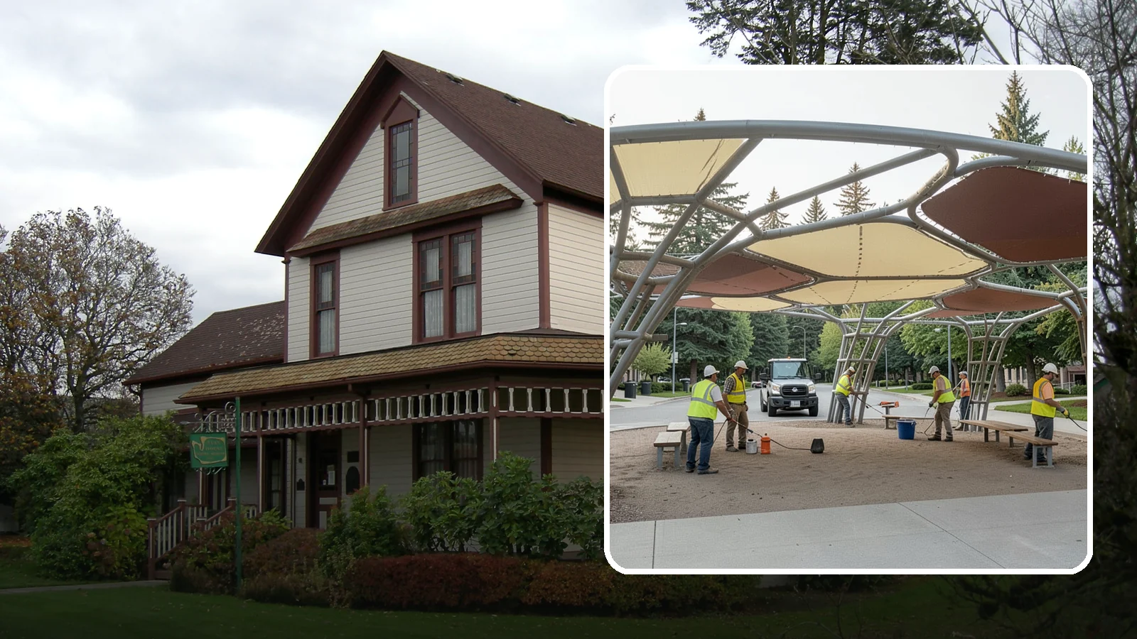 Shade Sail Installation in Sumner, Pierce County, WA - Engineered shade sail and structure installation providing UV protection over play areas, seating, and gathering spaces.
