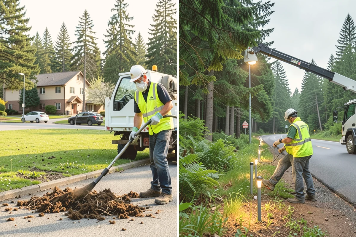 Shoulder Mowing in Brier, Snohomish County, WA - Identify shoulder segments and obstructions such as posts, hydrants, and mailboxes
