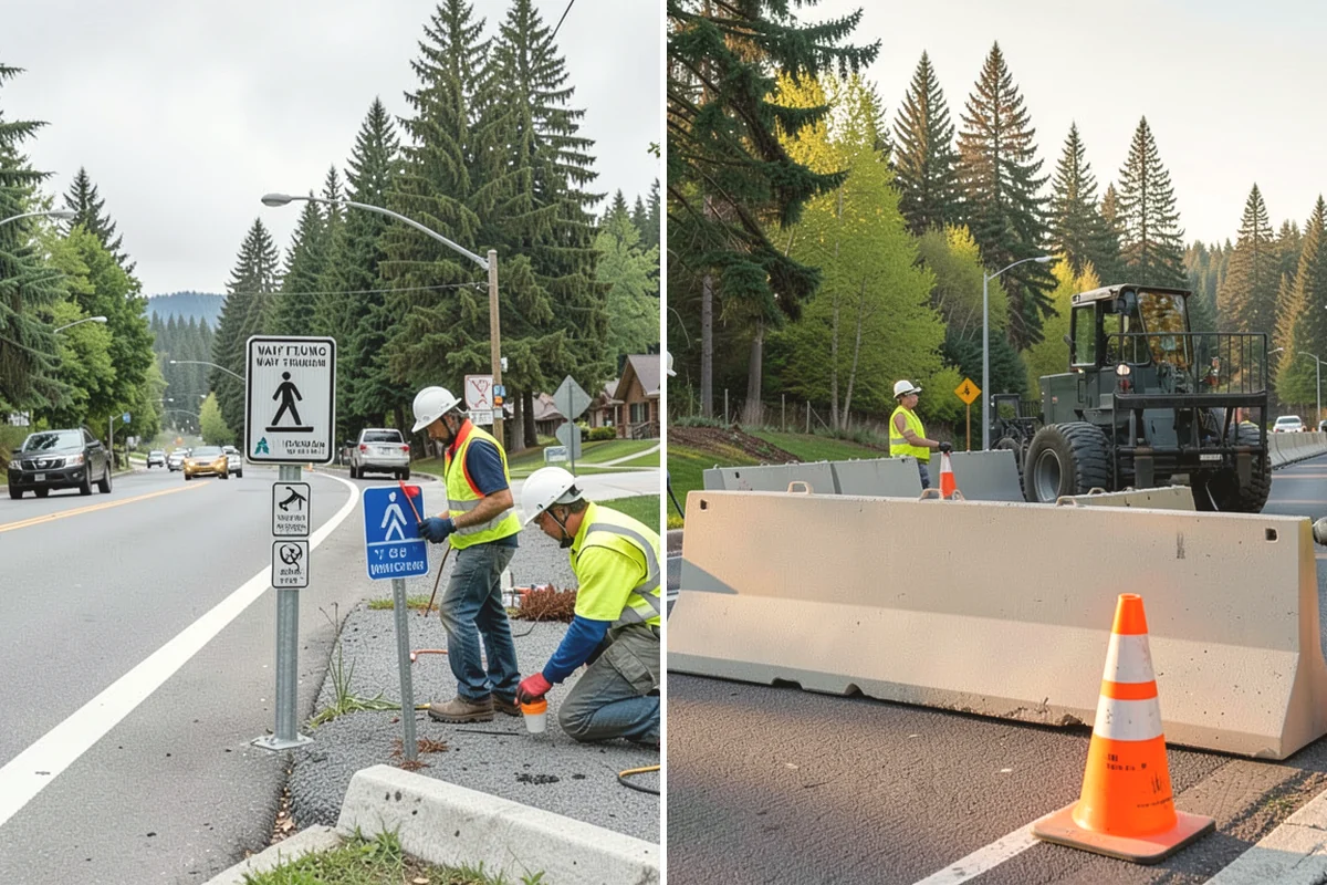Shoulder Mowing in Burien, King County, WA - Identify shoulder segments and obstructions such as posts, hydrants, and mailboxes