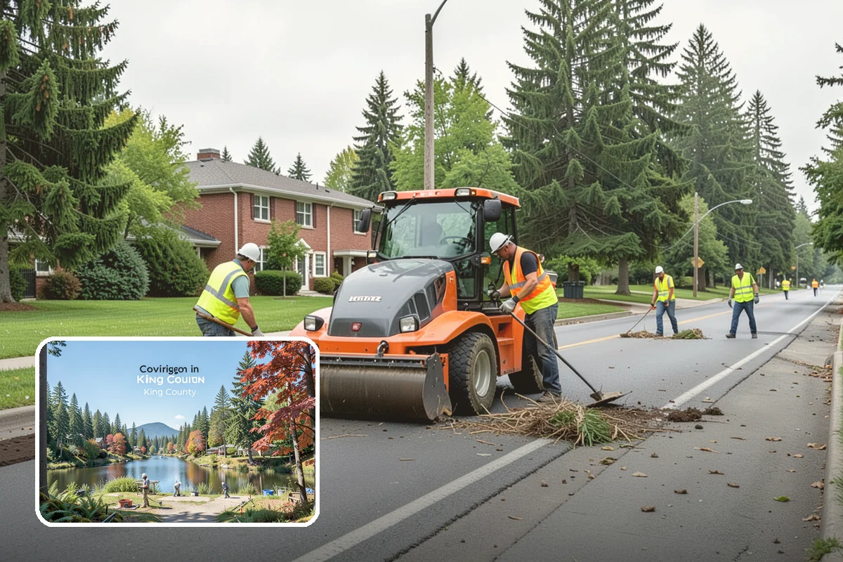 Shoulder Mowing in Covington, King County, WA - Slows pavement-edge deterioration by keeping the shoulder line dry and defined