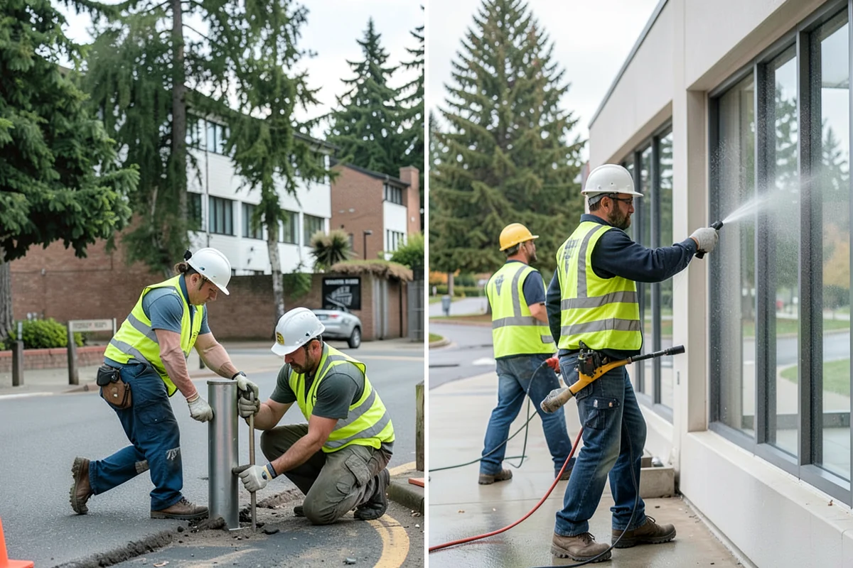 Shoulder Mowing in Fircrest, Pierce County, WA - Identify shoulder segments and obstructions such as posts, hydrants, and mailboxes