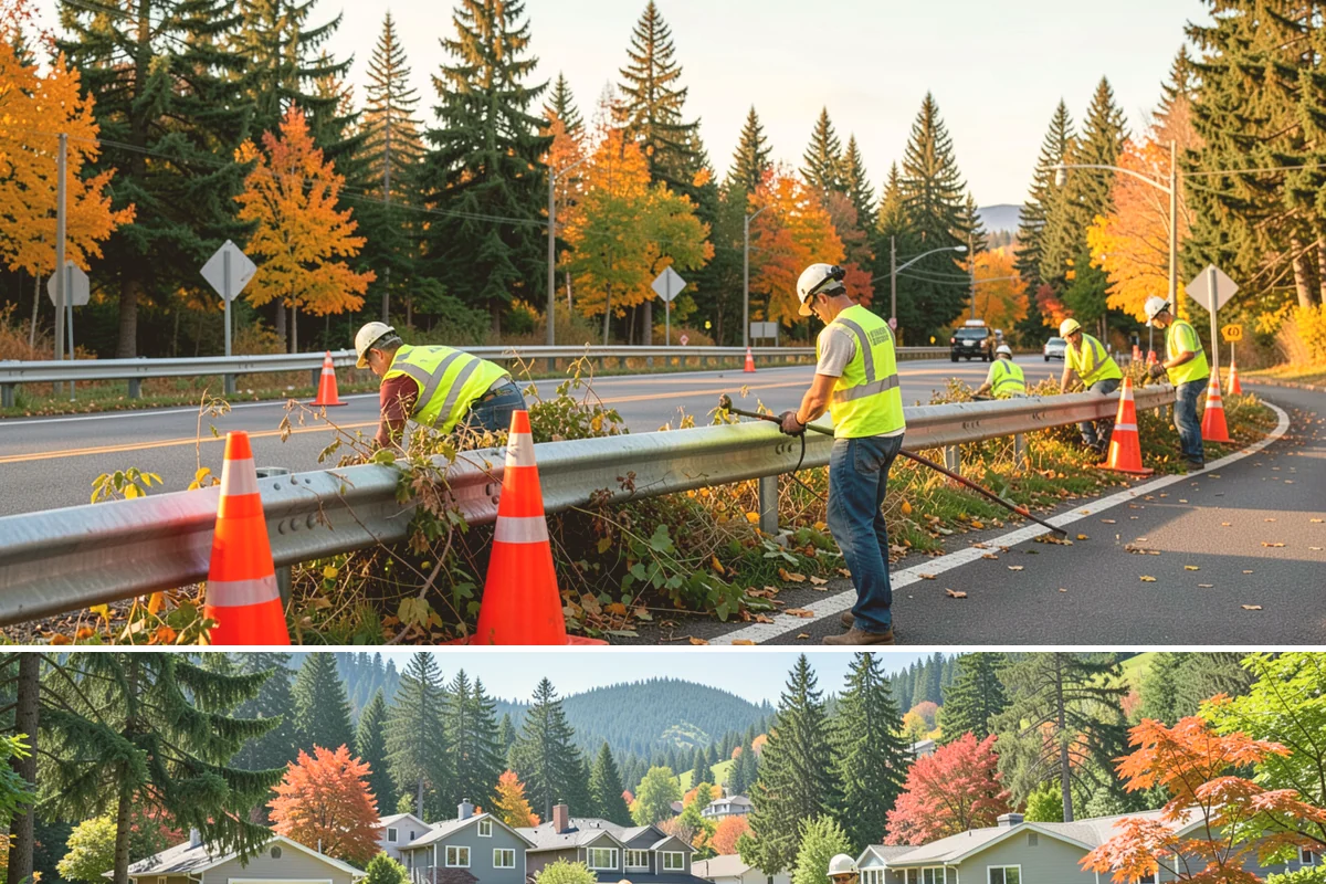 Shoulder Mowing in Fircrest, Pierce County, WA - Shoulder growth peaks from May through September, and late-summer passes are valuable for removing cured fuels before the...