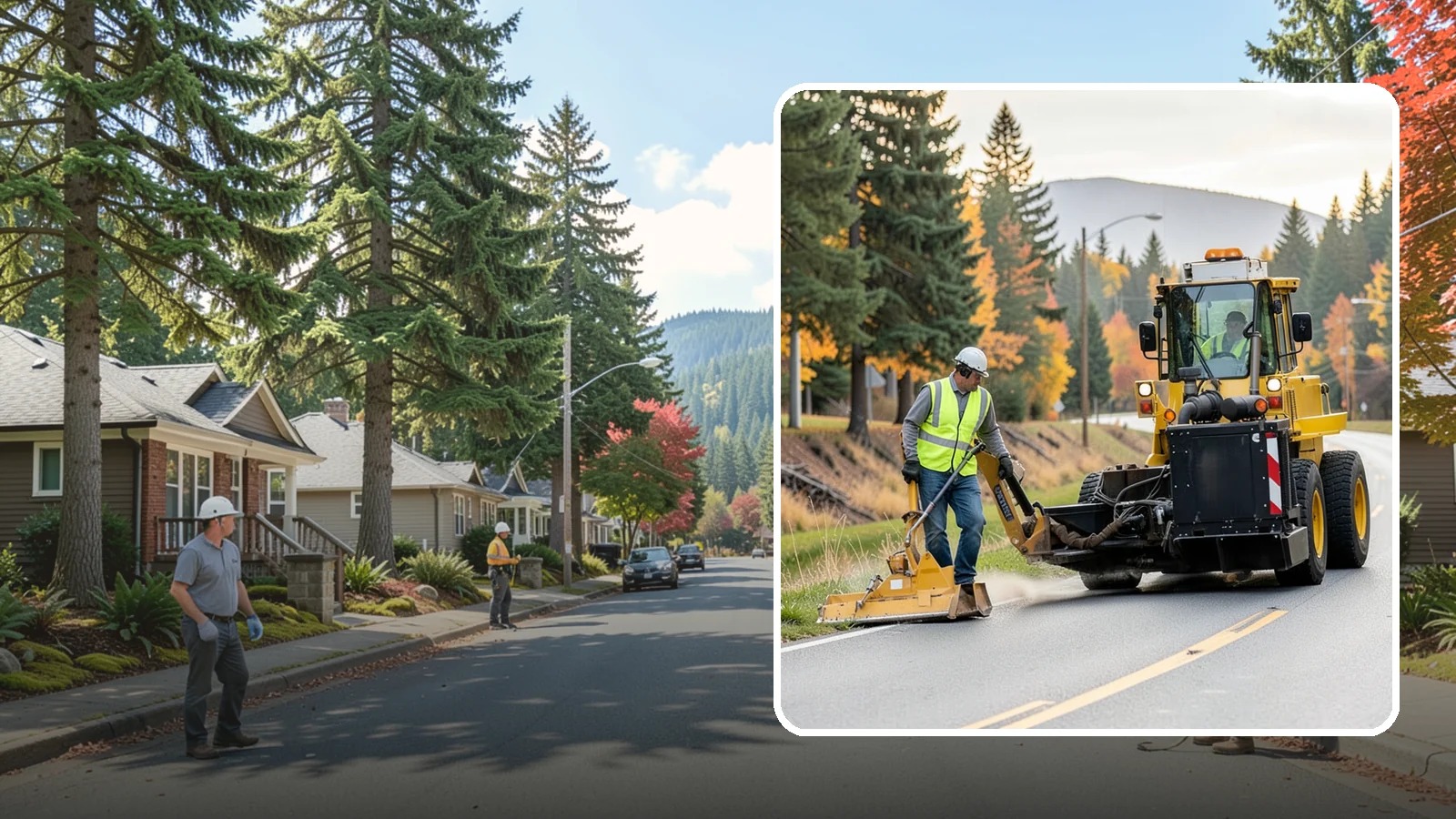 Shoulder Mowing in Hunts Point, King County, WA - Targeted shoulder mowing that clears the paved-edge vegetation strip to protect pavement integrity and pedestrian safety.