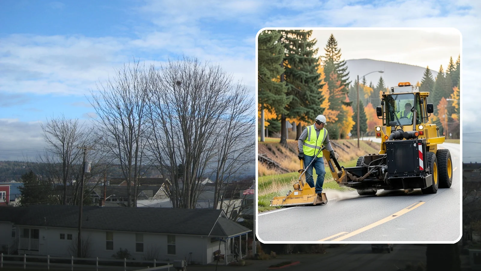 Shoulder Mowing in Langley, Island County, WA - Targeted shoulder mowing that clears the paved-edge vegetation strip to protect pavement integrity and pedestrian safety.