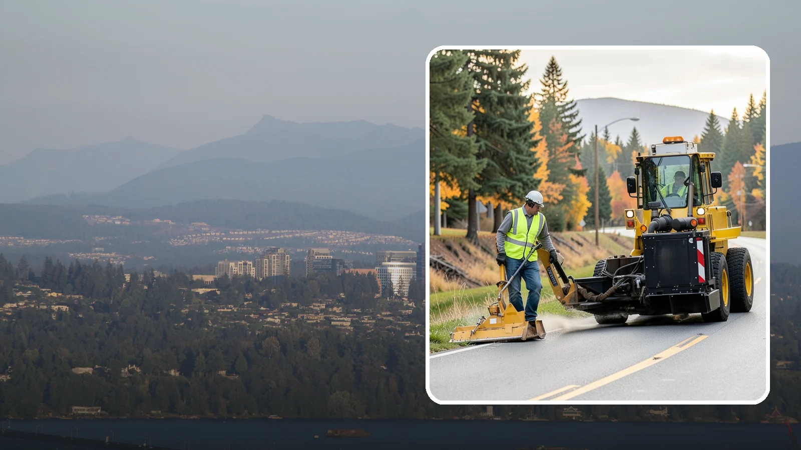 Shoulder Mowing in Medina, King County, WA - Targeted shoulder mowing that clears the paved-edge vegetation strip to protect pavement integrity and pedestrian safety.