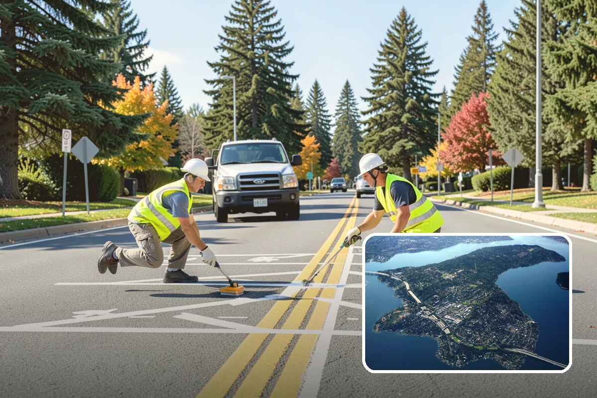 Shoulder Mowing in Mercer Island, King County, WA - Slows pavement-edge deterioration by keeping the shoulder line dry and defined