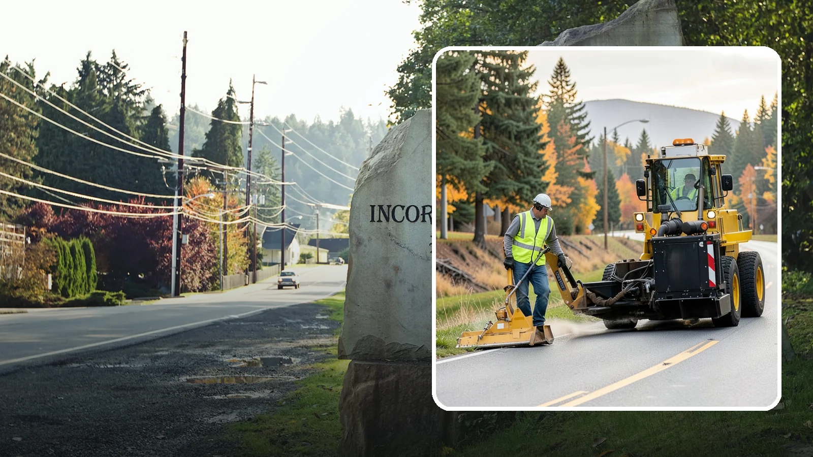 Shoulder Mowing in Wilkeson, Pierce County, WA - Targeted shoulder mowing that clears the paved-edge vegetation strip to protect pavement integrity and pedestrian safety.