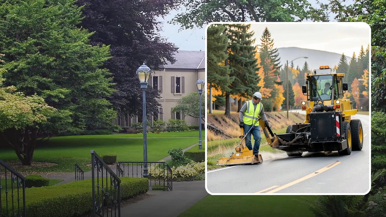 Shoulder Mowing in Woodinville, King County, WA - Targeted shoulder mowing that clears the paved-edge vegetation strip to protect pavement integrity and pedestrian safety.