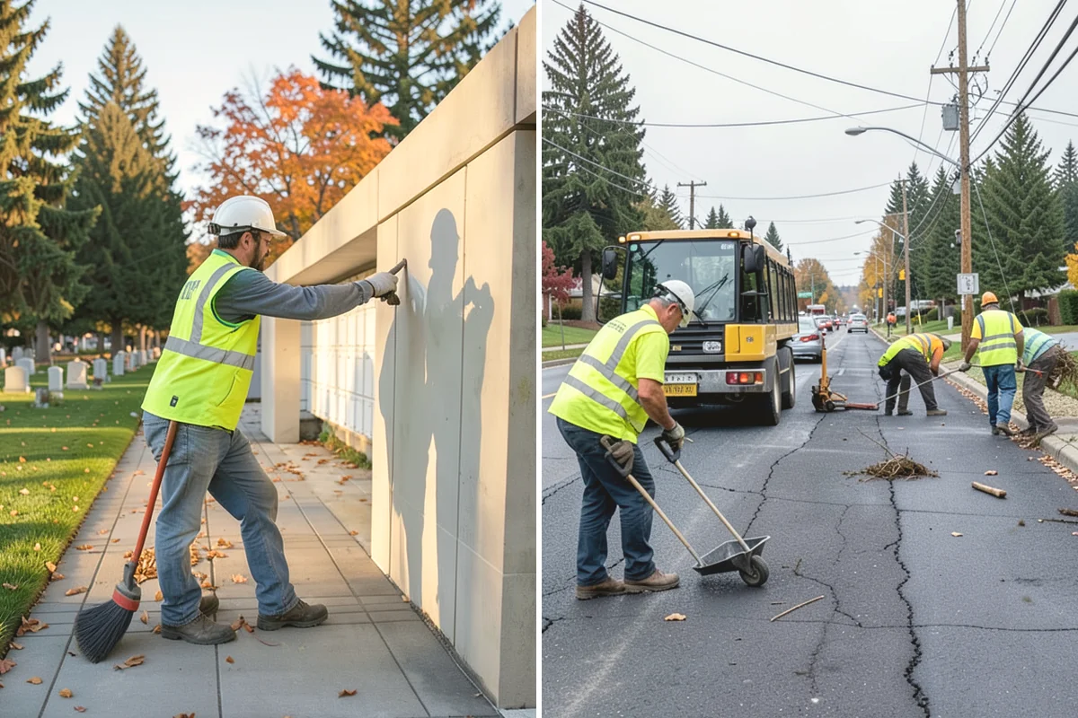 Shoulder Mowing in Yarrow Point, King County, WA - Identify shoulder segments and obstructions such as posts, hydrants, and mailboxes