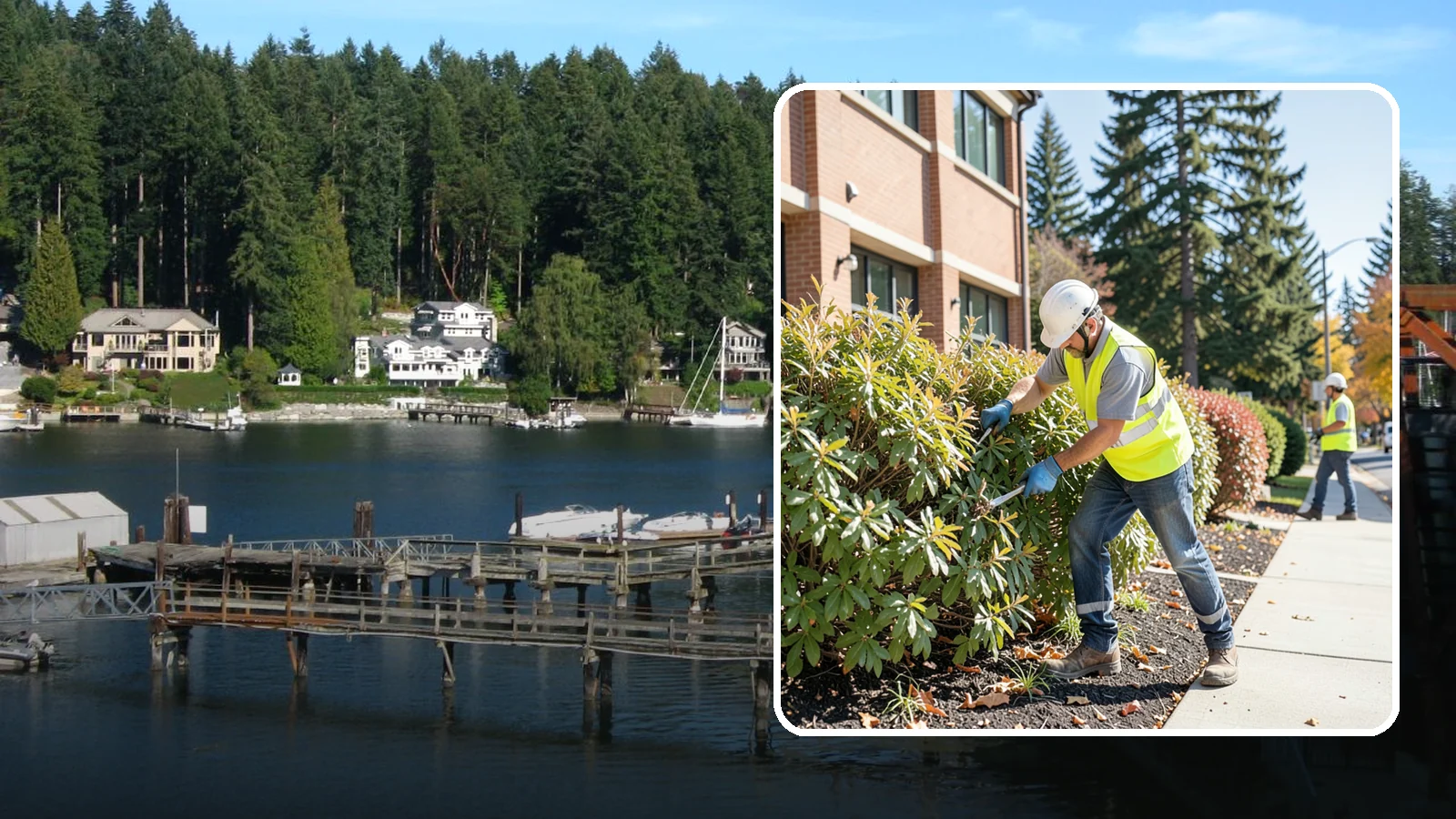 Shrub Maintenance in Gig Harbor, Pierce County, WA - Professional pruning and care of public shrubs to keep plantings healthy, shaped, and clear of walkways.