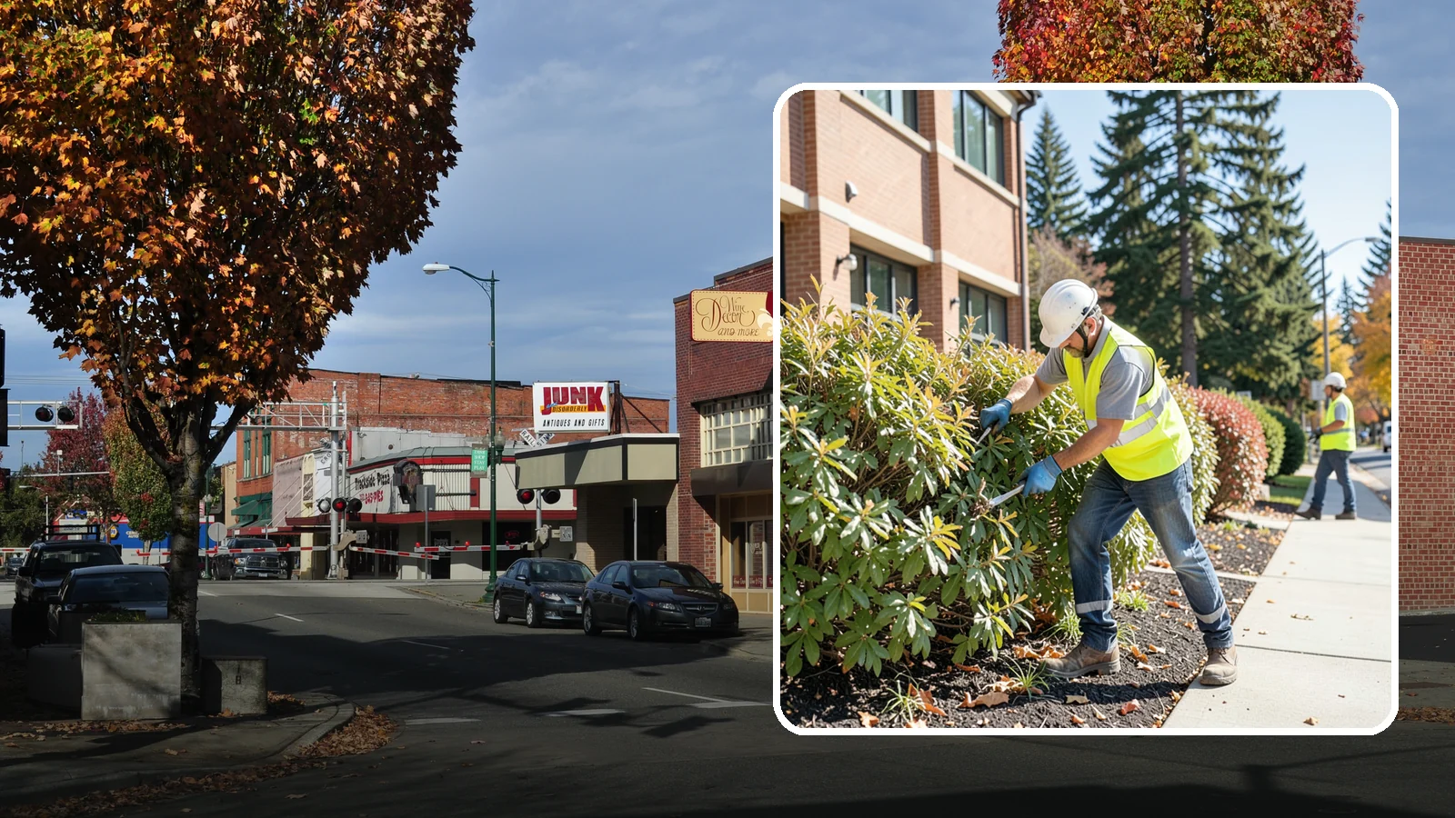 Shrub Maintenance in Puyallup, Pierce County, WA - Professional pruning and care of public shrubs to keep plantings healthy, shaped, and clear of walkways.