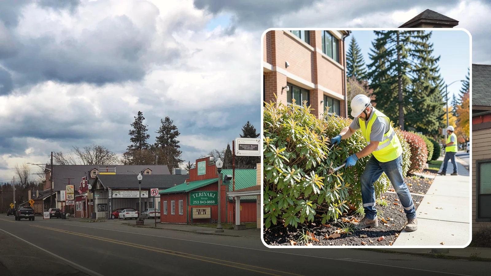 Shrub Maintenance in Roy, Pierce County, WA - Professional pruning and care of public shrubs to keep plantings healthy, shaped, and clear of walkways.