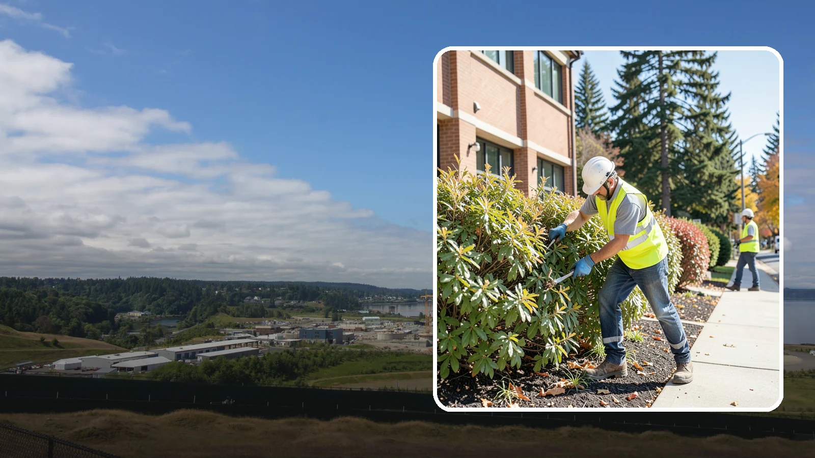 Shrub Maintenance in University Place, Pierce County, WA - Professional pruning and care of public shrubs to keep plantings healthy, shaped, and clear of walkways.