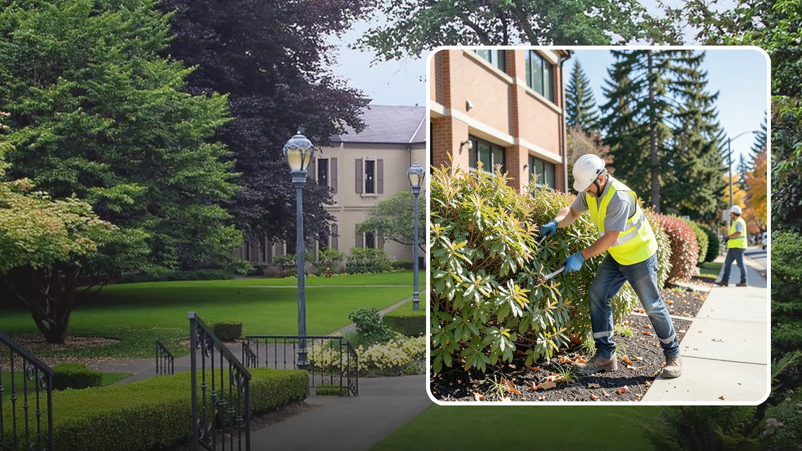 Shrub Maintenance in Woodinville, King County, WA - Professional pruning and care of public shrubs to keep plantings healthy, shaped, and clear of walkways.