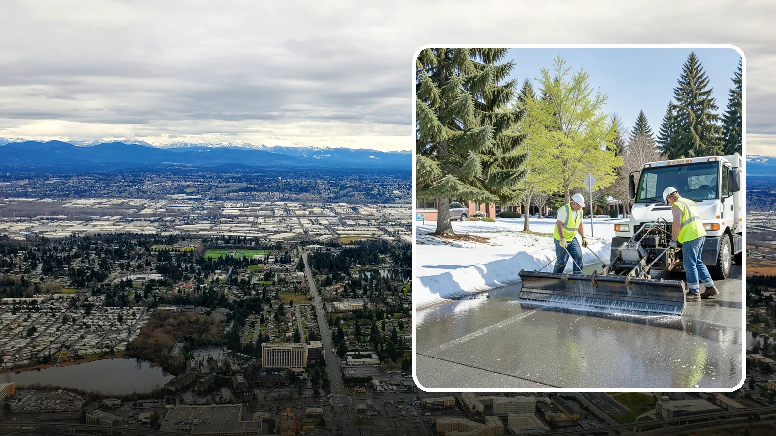 Sidewalk Deicing in SeaTac, King County, WA - Treat public walkways, ramps, and building entrances with deicer to keep pedestrian surfaces safe and accessible.